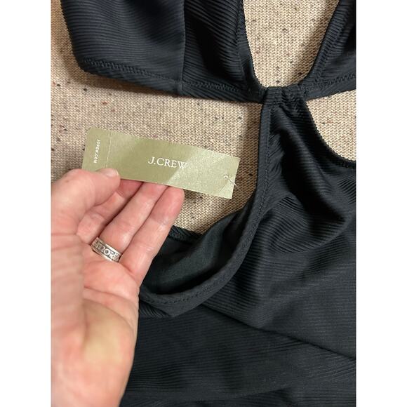 J.Crew Black One Piece Swimsuit Pearl Strap Open Midsection Cutout Size 6 NWT - Picture 2 of 6